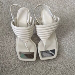 DKNY Cream Women's Heels with Silver Accents